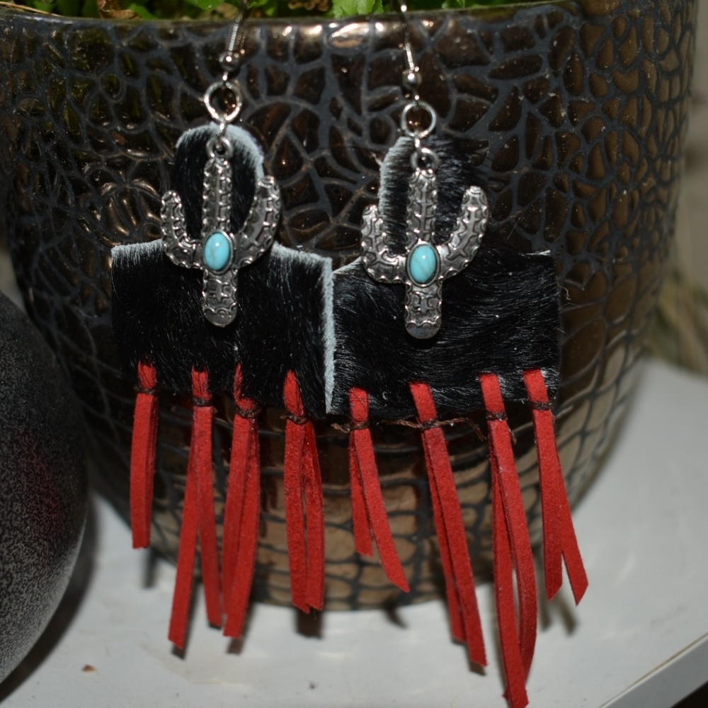 Cowhide earrings
